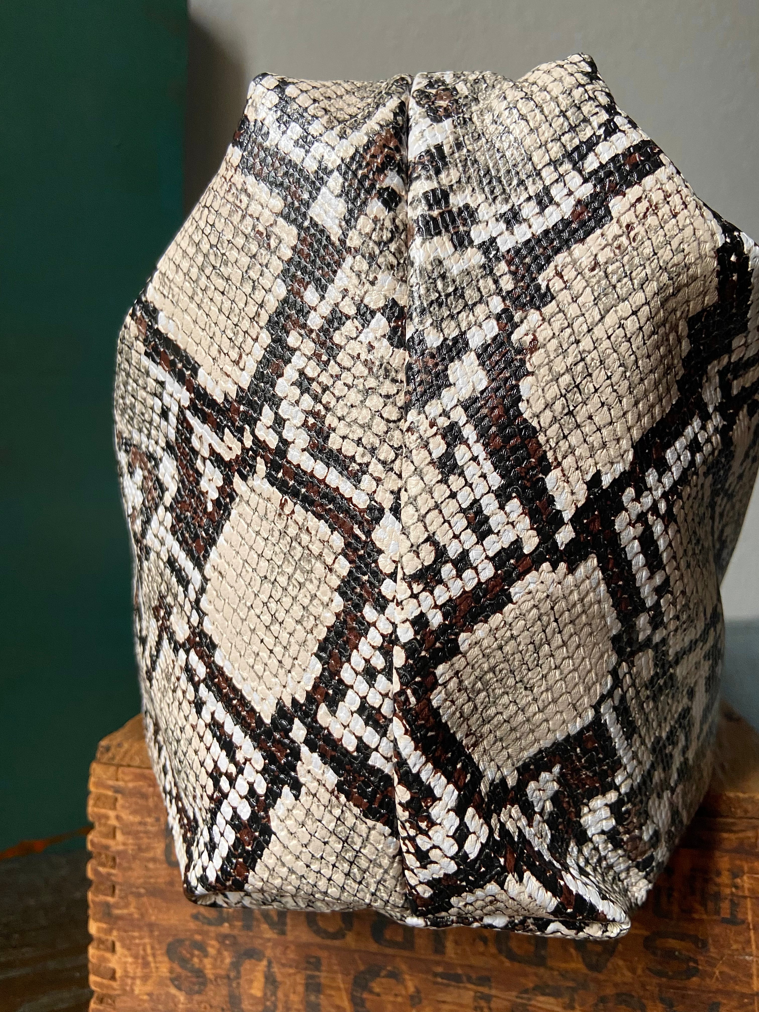 East West Slouchy Shoulder Bag in Python Print Faux Leather