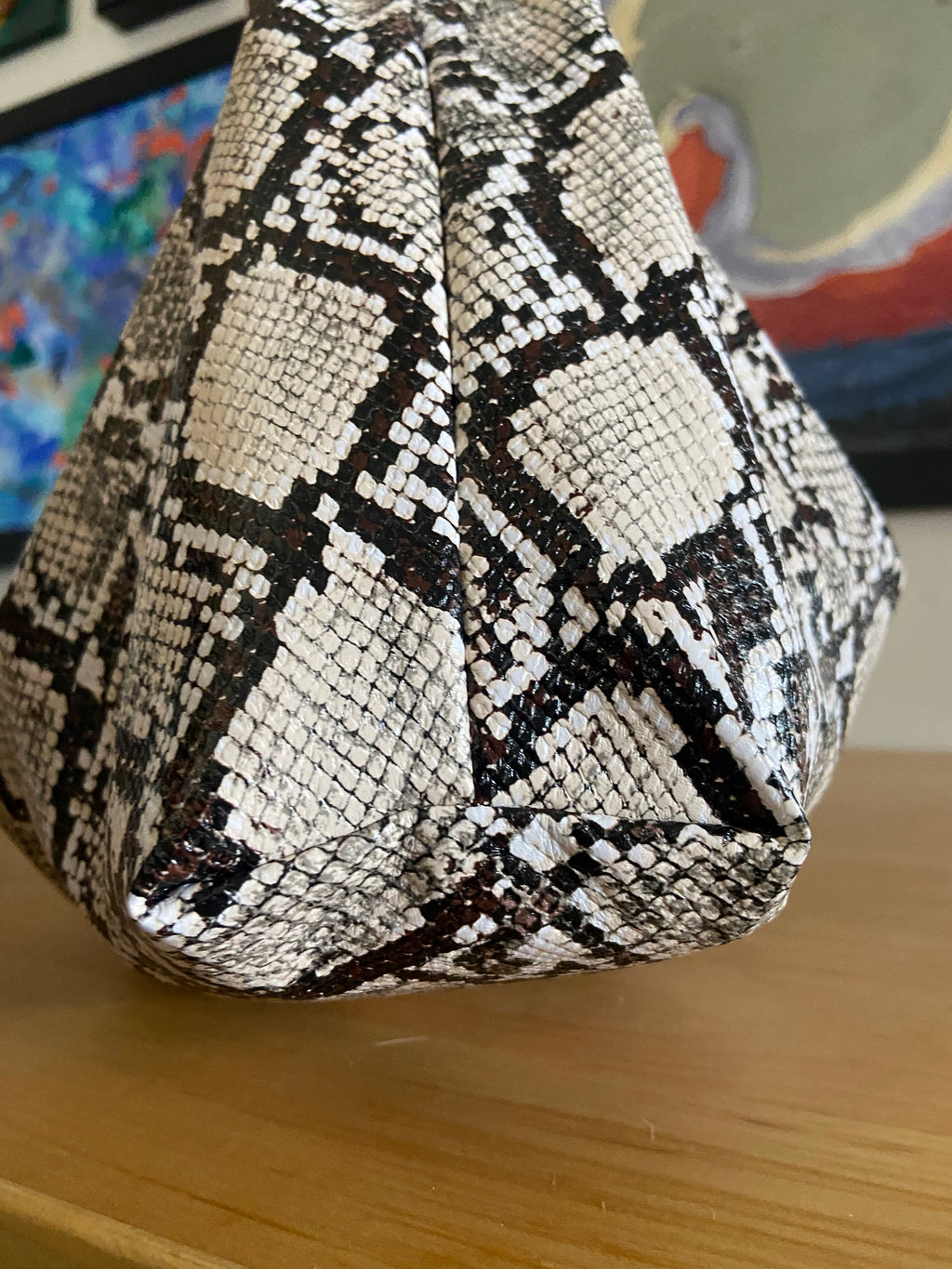 East West Python Print Faux Leather Slouchy Bag
