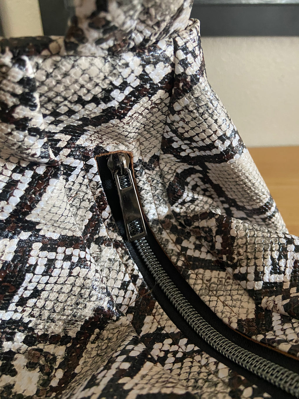 East West Python Print Faux Leather Slouchy Bag