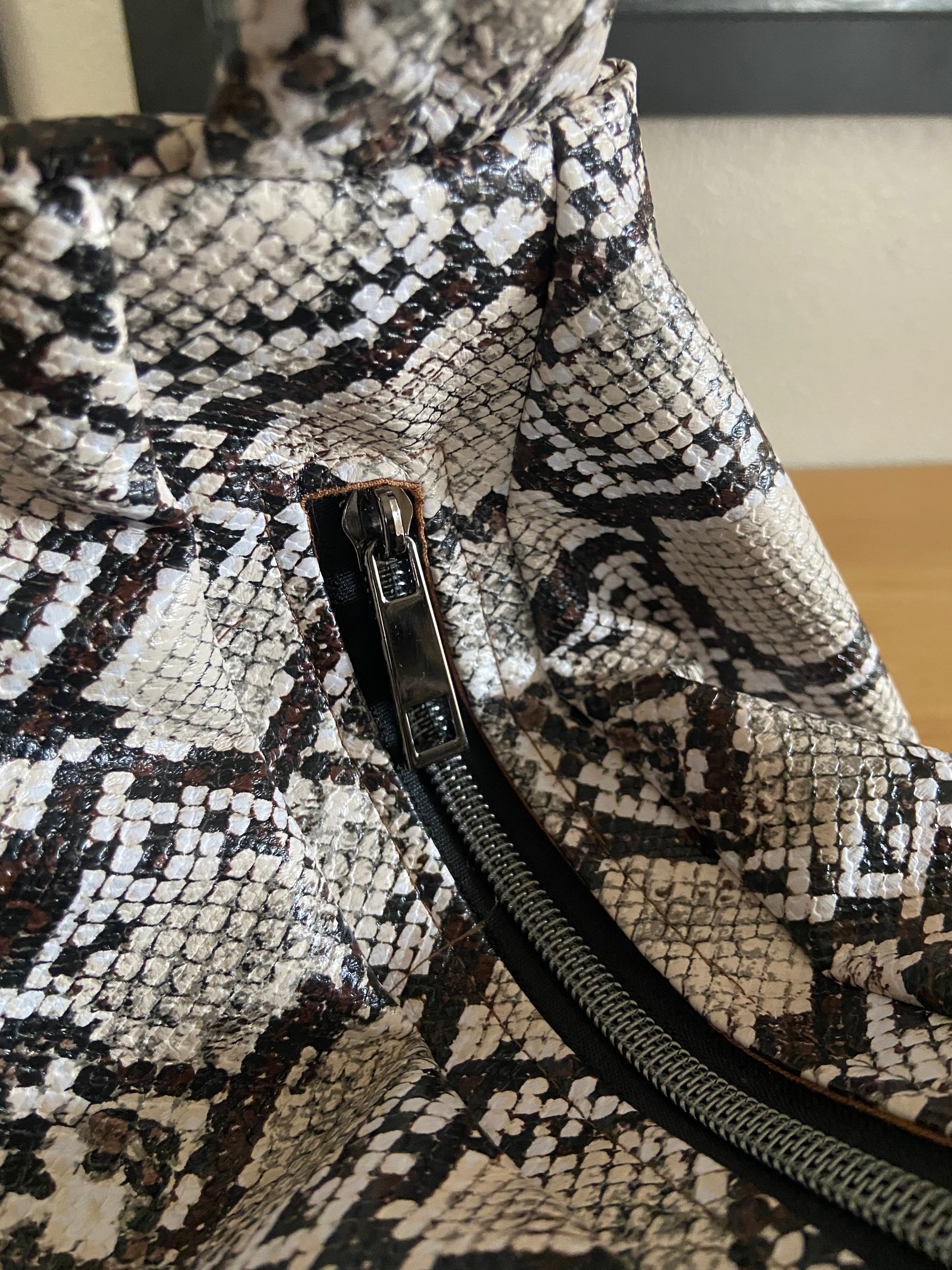 East West Python Print Faux Leather Slouchy Bag