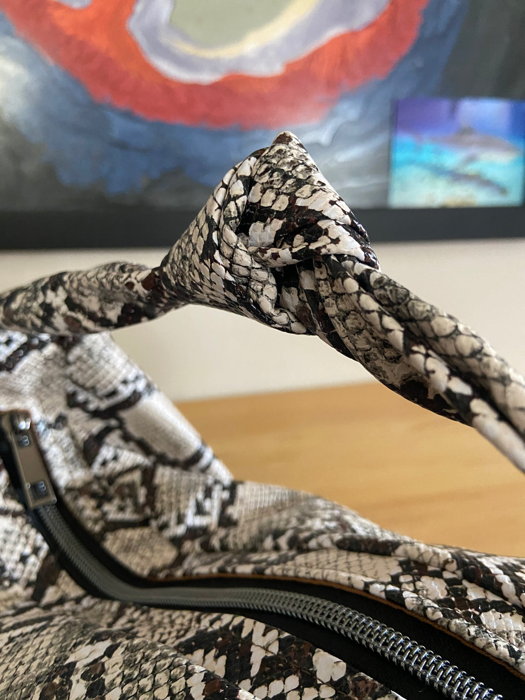 East West Python Print Faux Leather Slouchy Bag