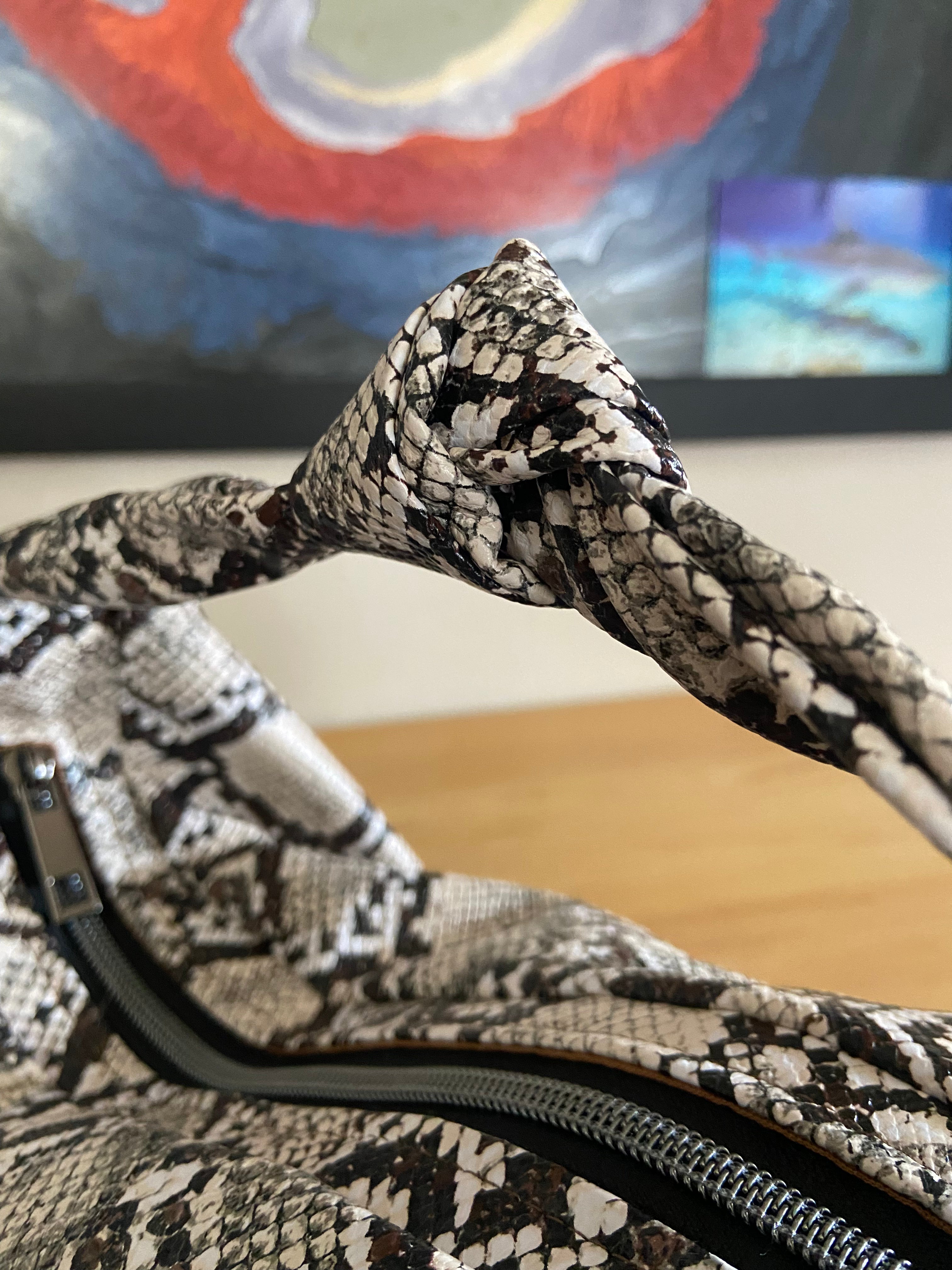 East West Python Print Faux Leather Slouchy Bag