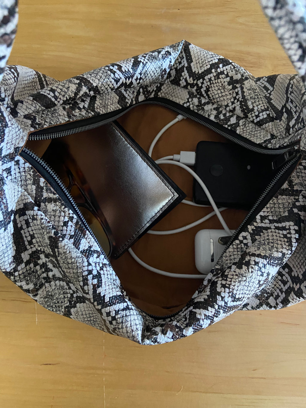 East West Python Print Faux Leather Slouchy Bag
