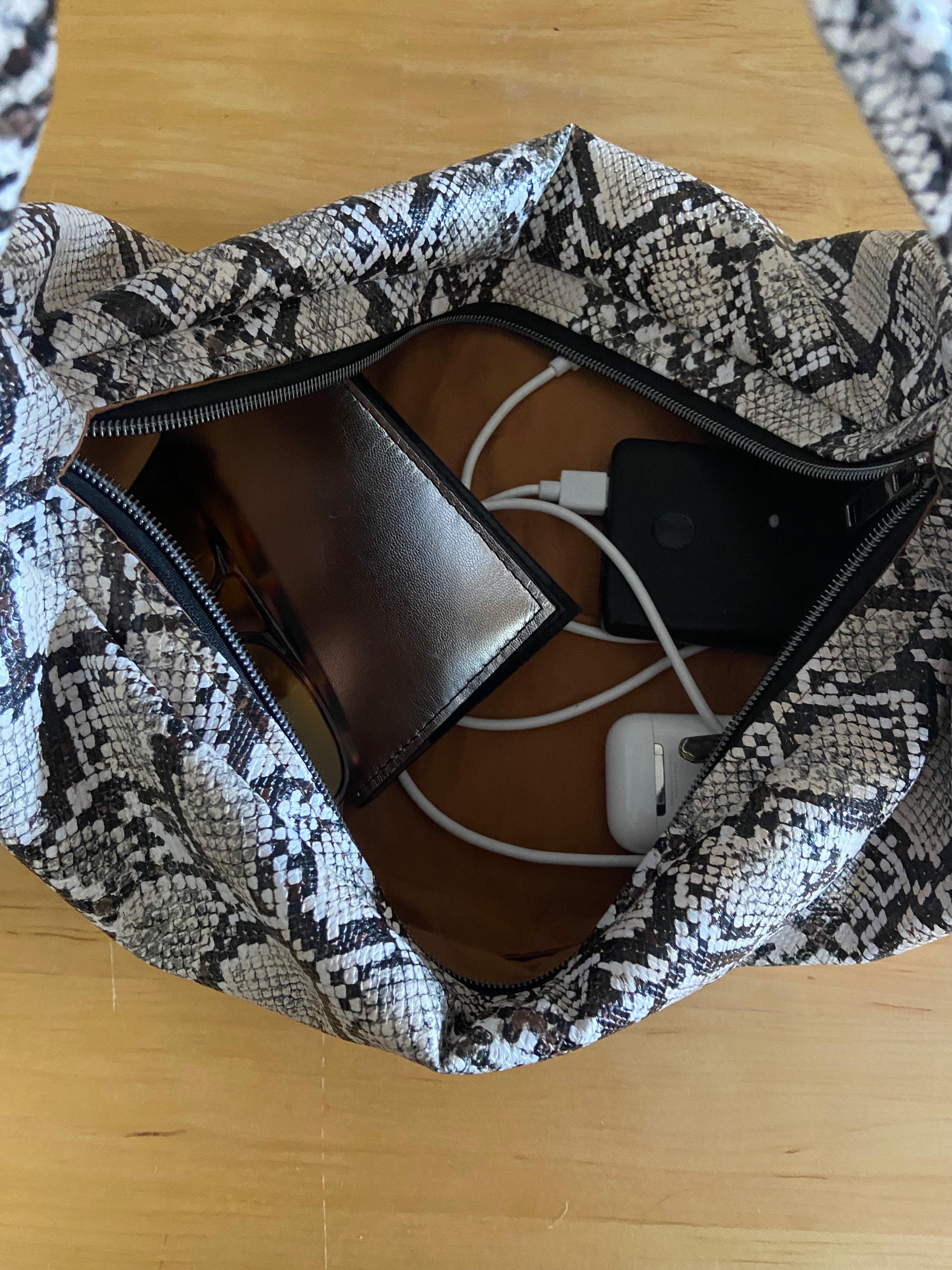 East West Python Print Faux Leather Slouchy Bag