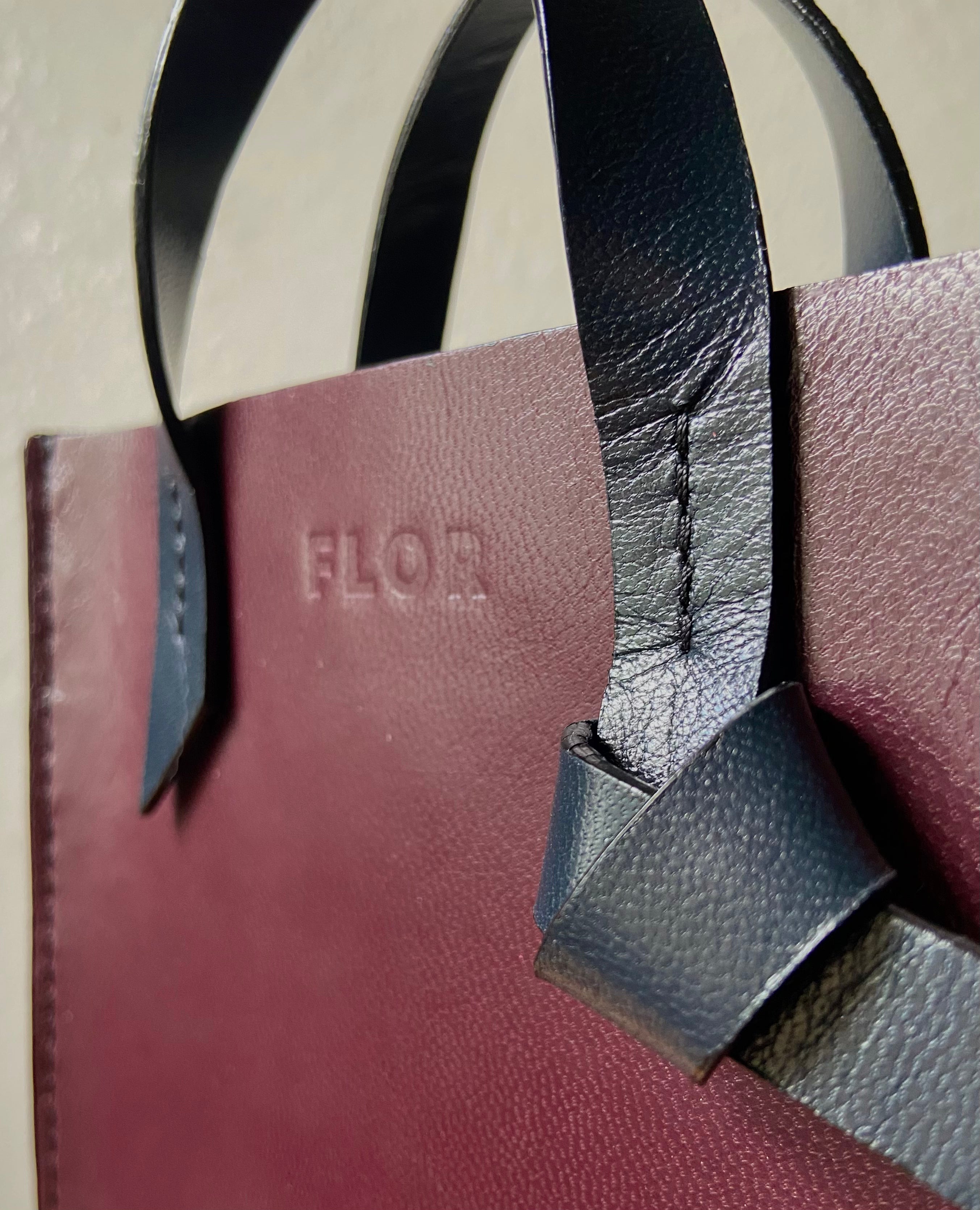 Mini Tie Tote in Bordeaux and Midnight