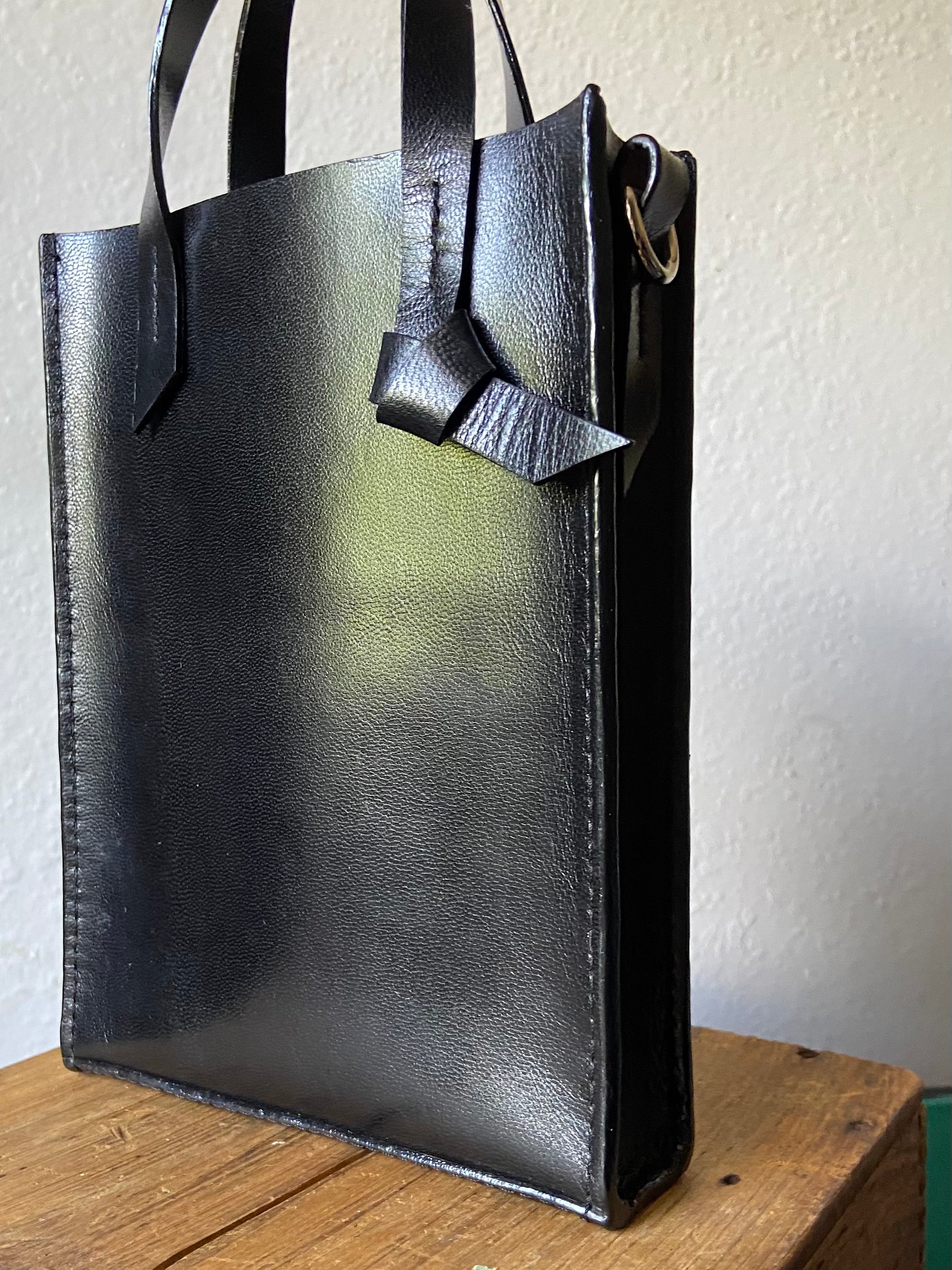 Mini Tie Tote in Black
