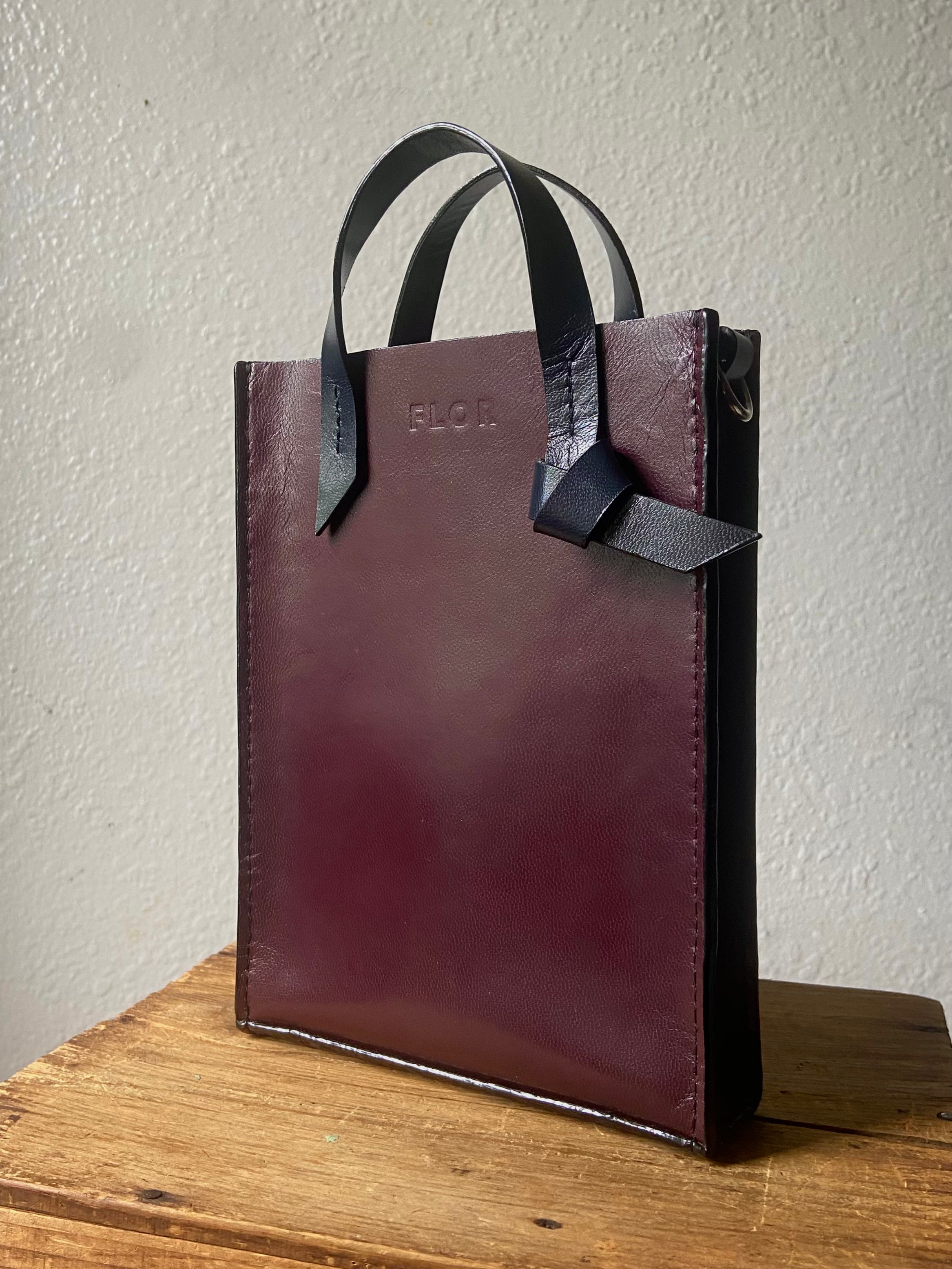 Mini Tie Tote in Bordeaux and Midnight