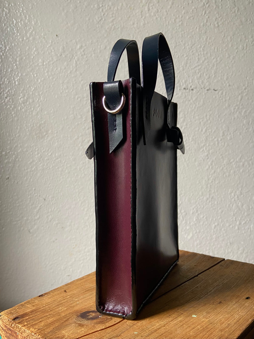 Mini Tie Tote in Bordeaux and Midnight