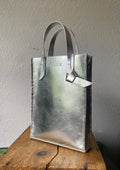 Mini Tie Tote in Metallic Silver