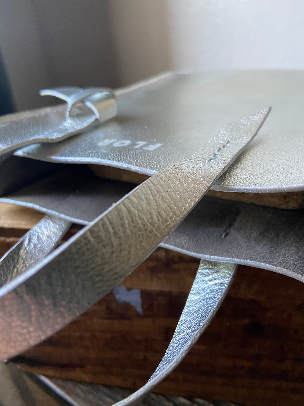 Mini Tie Tote in Metallic Silver