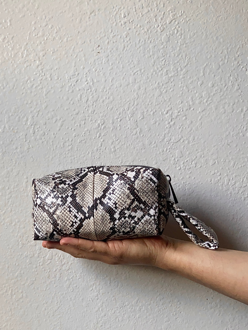 Soft Pouch Bag in Python Print Faux Leather