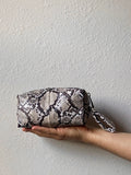 Soft Pouch Bag in Python Print Faux Leather